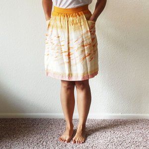 Vintage Anthropologie orange goldfish silk skirt 0